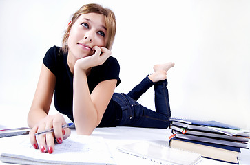 Image showing girl spending time in studying