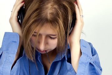 Image showing Young girl in headphones   