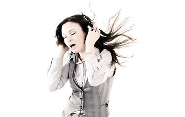 Image showing Young girl in headphones   