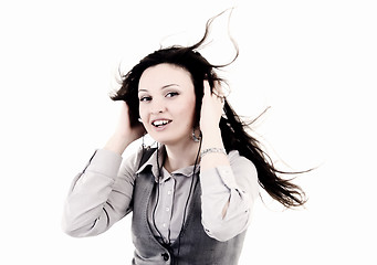 Image showing Young girl in headphones   