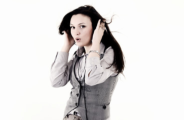 Image showing Young girl in headphones   