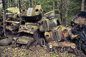 Image showing Heap of scrap cars