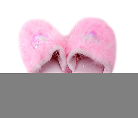 Image showing pair of pink fluffy slipper