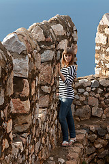 Image showing girl on the wall