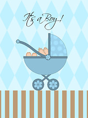 Image showing Its A Boy Blue Baby Pram 