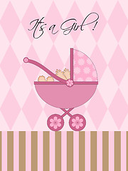 Image showing Its A Girl Pink Baby Pram 