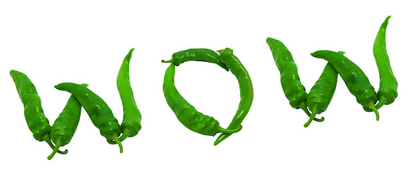 Image showing WOW text composed of green peppers