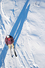 Image showing Lonely skiier