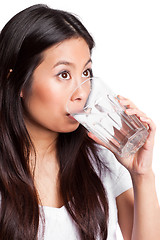 Image showing Asian woman drinking water