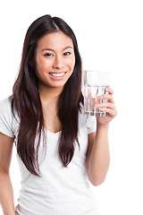 Image showing Asian woman with glass of water