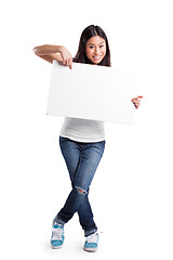 Image showing Asian woman with blank poster