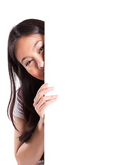 Image showing Asian woman with blank poster