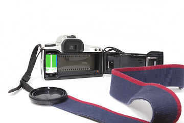 Image showing A 35mm SLR Camera open from the back