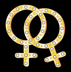 Image showing Gold lesbians couple symbol 