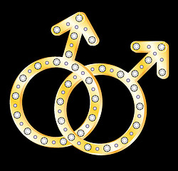 Image showing Gold gays couple symbol 