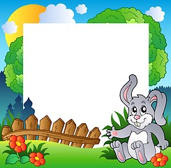 Image showing Easter frame with happy bunny