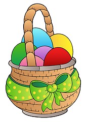 Image showing Basket with Easter eggs