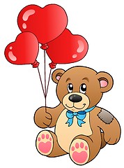 Image showing Cute teddy bear with balloons