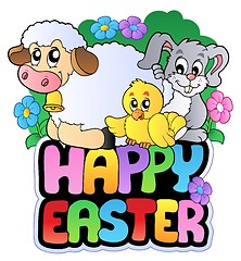 Image showing Happy Easter sign with animals