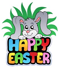 Image showing Happy Easter sign with cute bunny