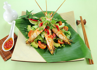 Image showing Chilli Shrimp Skewers