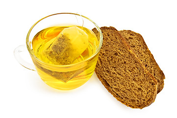 Image showing Green tea and bread