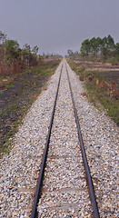 Image showing Converging railway tracks