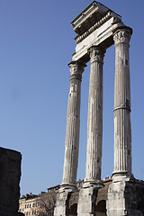 Image showing Three columns of the Temple of the Dioscuri.