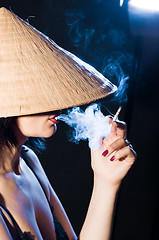 Image showing woman in the Vietnamese hat