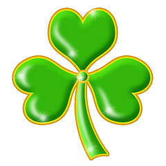 Image showing Shimmering Green Shamrock with Gold Trim