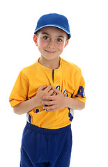 Image showing Little boy t-ball baseball player