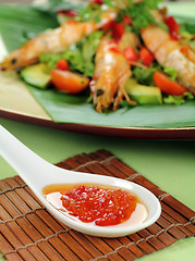 Image showing Chilli Shrimp Skewers