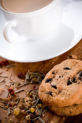 Image showing  herbal tea and some fresh cookies 