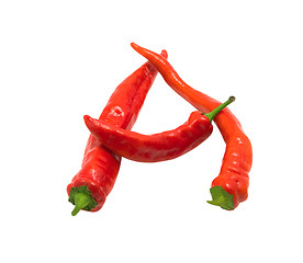 Image showing Letter A composed of chili peppers