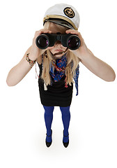 Image showing girl with binoculars