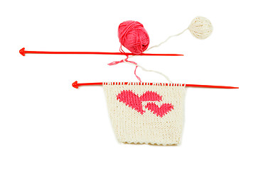 Image showing knit two red heart