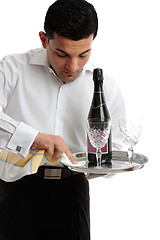 Image showing Waiter or servant preparing tray