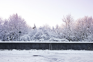 Image showing Snow covered park in the wintertime