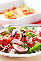 Image showing Vegetable salad with fresh figs