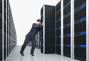 Image showing man move server