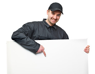 Image showing manual worker and white board