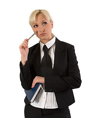 Image showing Business woman thinking.