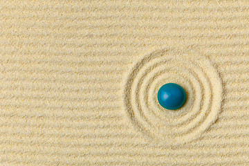 Image showing Abstract composition - Japanese zen garden with circles and blue