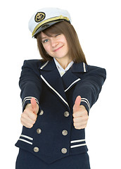 Image showing Woman in uniform sea captain, isolated on white background