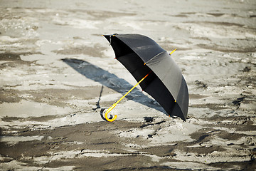 Image showing Large old-fashioned black umbrella