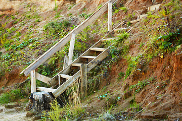 Image showing Old wooden staircase