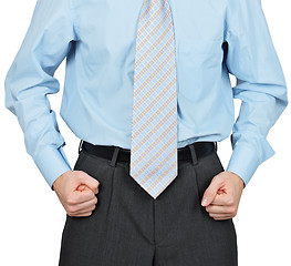 Image showing Hands of businessman clenched in fists