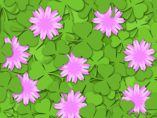 Image showing Shamrock Paper Cutting Clover Flowers Background