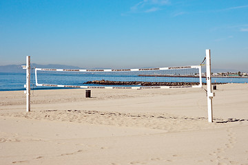 Image showing volleyball net on beach