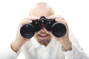 Image showing smiling man with binocular